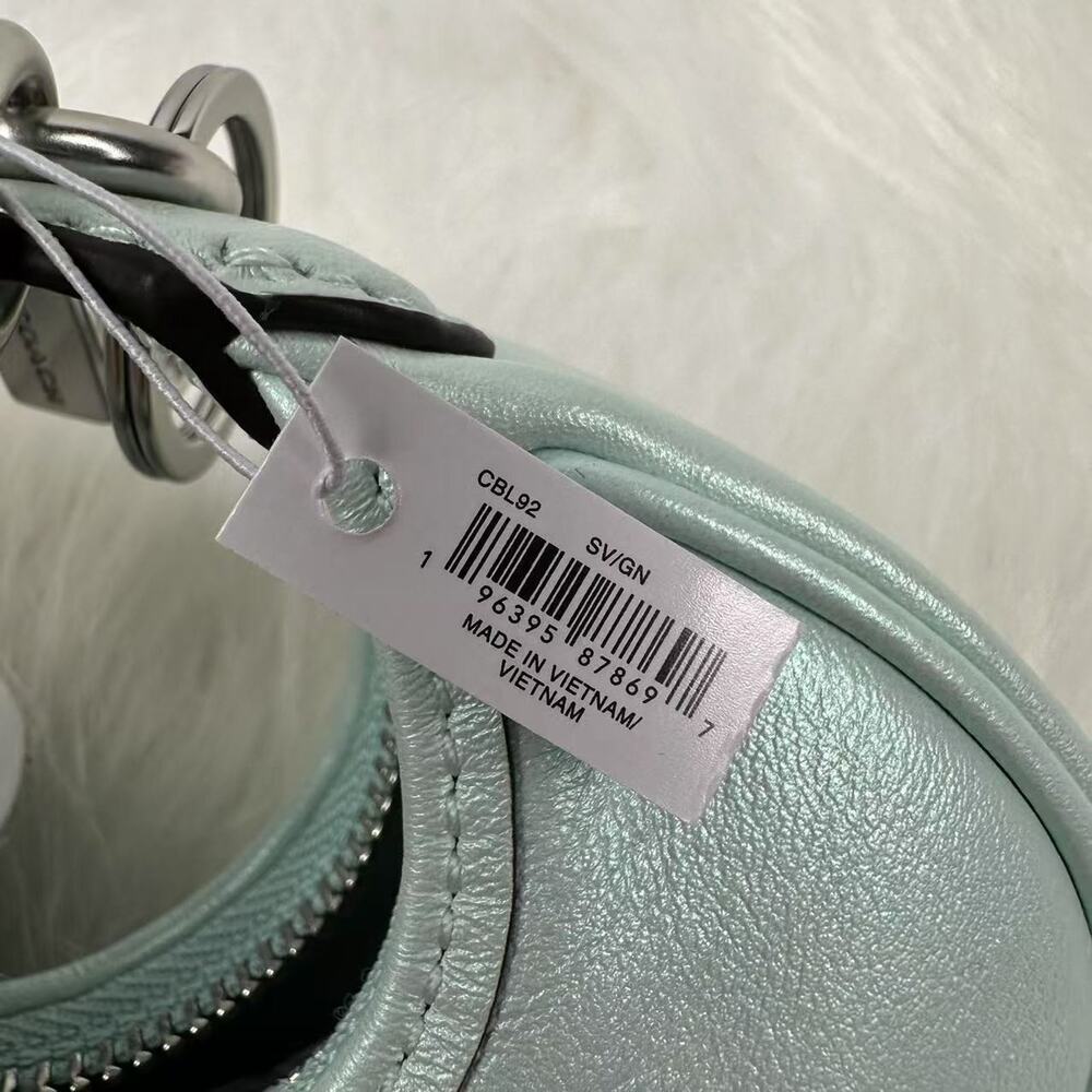 Coach Mini Carmen Bag Charm In Pearlized leather/Silver/Green CBL92 NWT - Picture 5 of 8